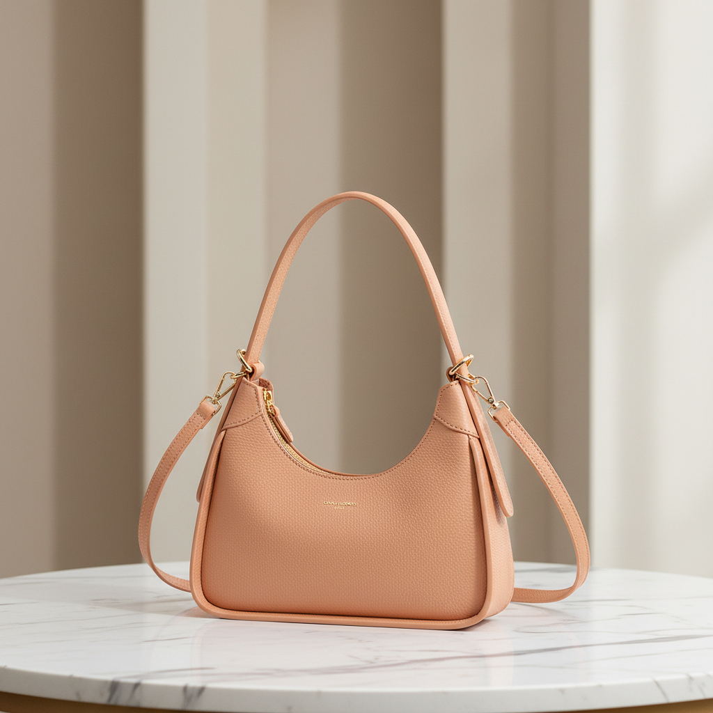David Jones Lychee Pattern Shoulder Bag in Apricot lifestyle shot
